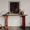 GDFStudio Herty 59'' Rustic Wood Console Table with Unique Spherical Legs