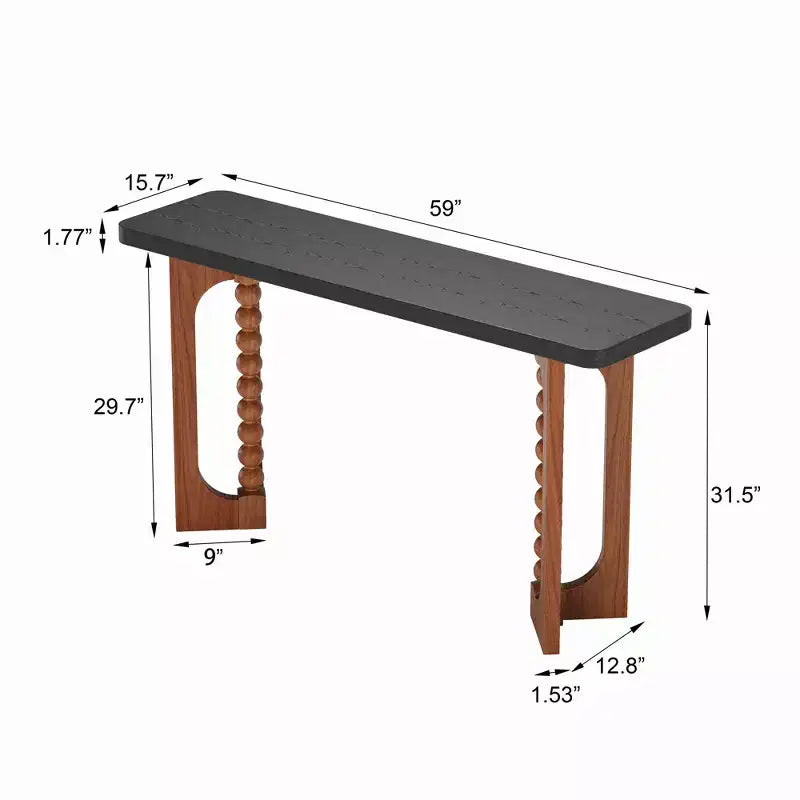 Table d'appoint rustique en bois de 59'' avec pieds sphériques uniques