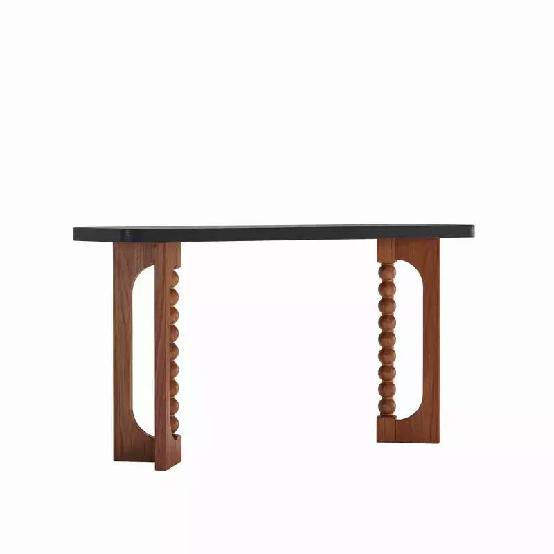 Table d'appoint rustique en bois de 59'' avec pieds sphériques uniques