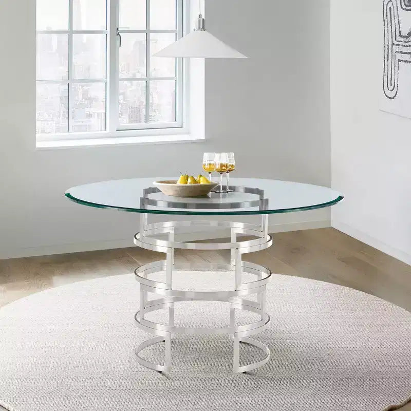 Table à manger ronde en verre