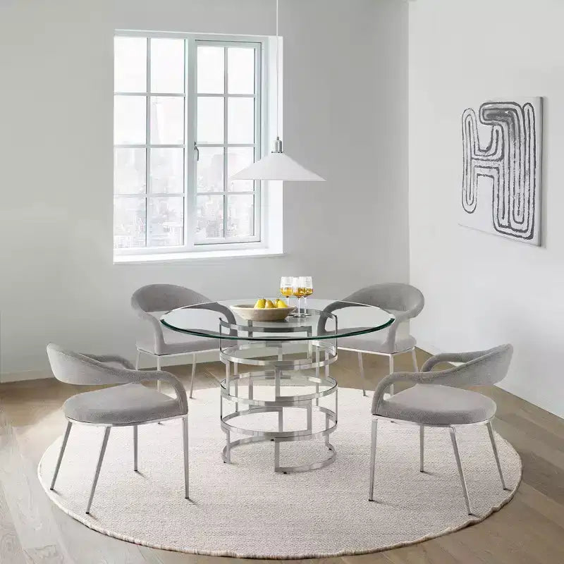 Table à manger ronde en verre