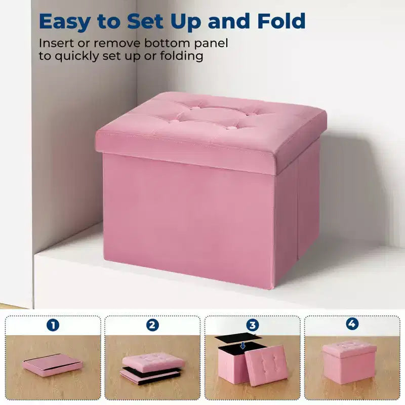 Banc de rangement pliant en velours, coffre à jouets, repose-pieds supportant jusqu'à 150 kg pour chambre à coucher et salon